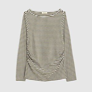 Madewell Ruched Crewneck Long-sleeve Tee in Soft Slub - Size S